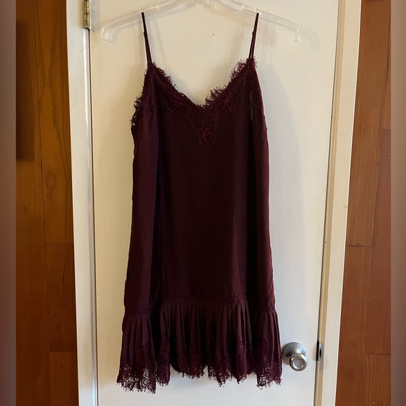 Gold Hawk Pleated Lace Silk Dress - Picture 2 of 6